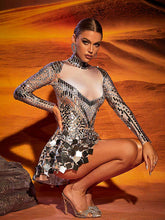 Ella Long Sleeve Embellished Mini Dress